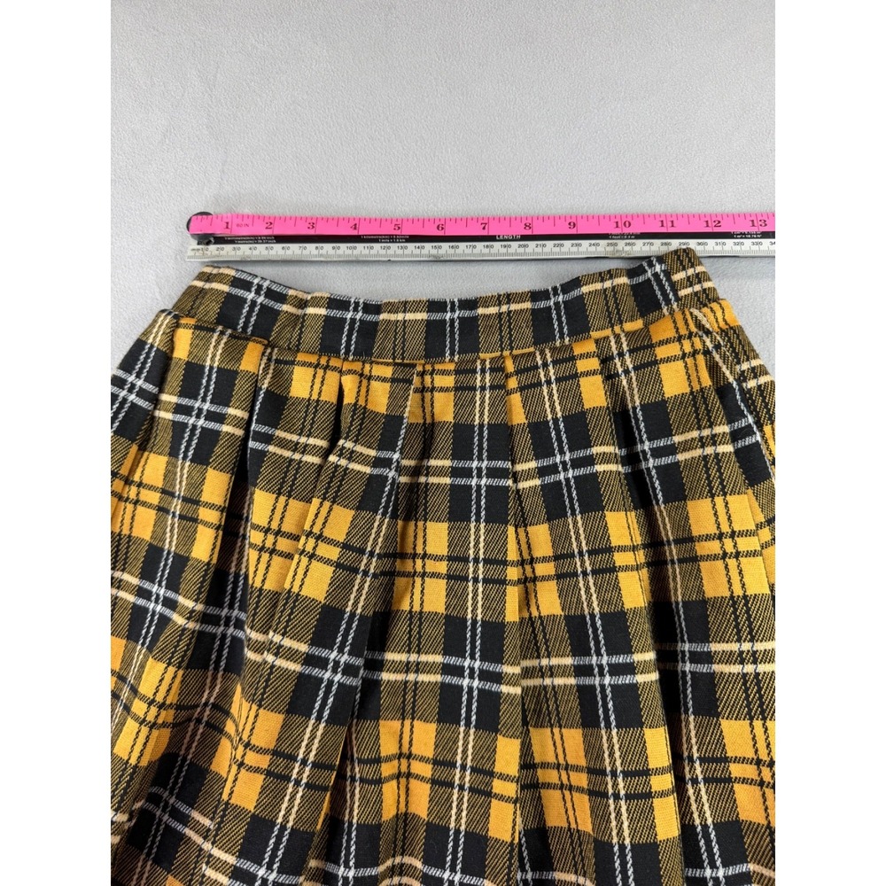 Just Polly Plaid Pleated Mini Skirt Womens Small Yellow Tartan Y2K Preppy - Picture 5 of 6